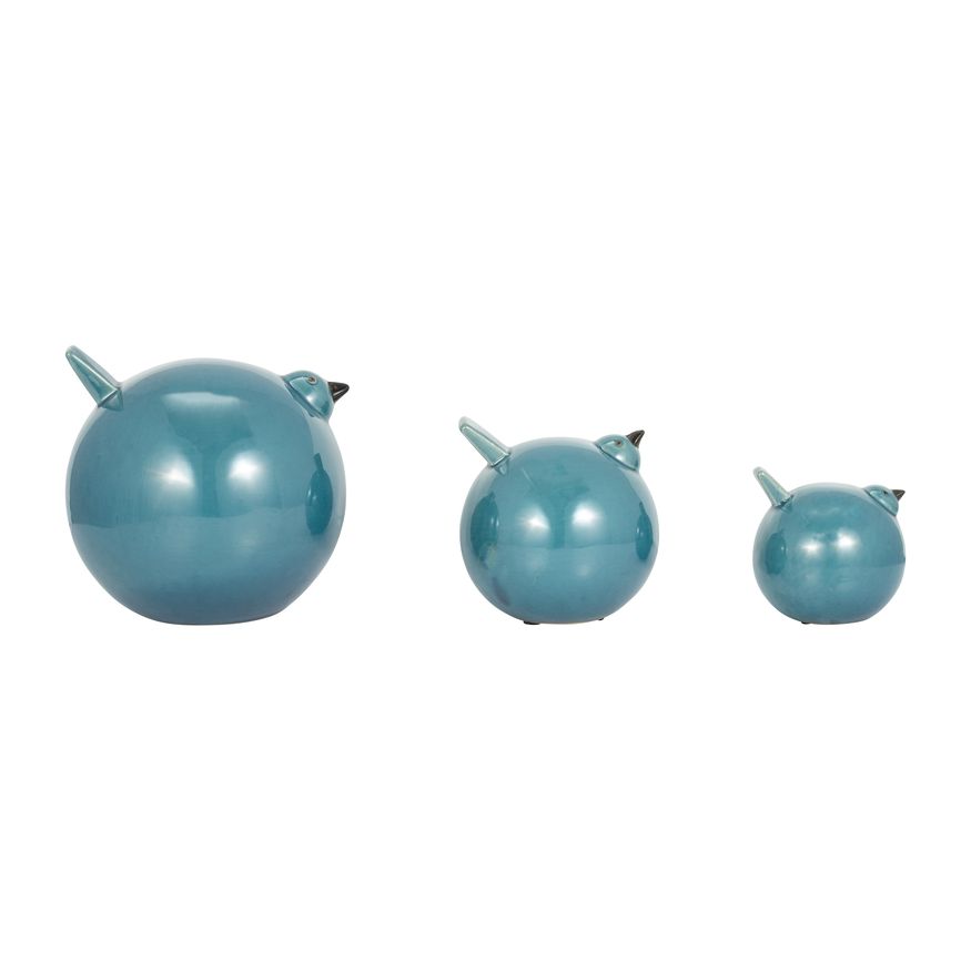 Sagebrook 7.5" Ceramic Birds (Set Of 3) - Teal
