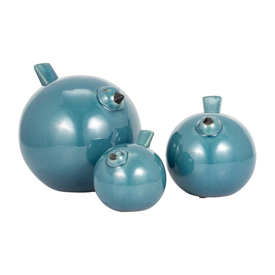 Sagebrook 7.5" Ceramic Birds (Set Of 3) - Teal