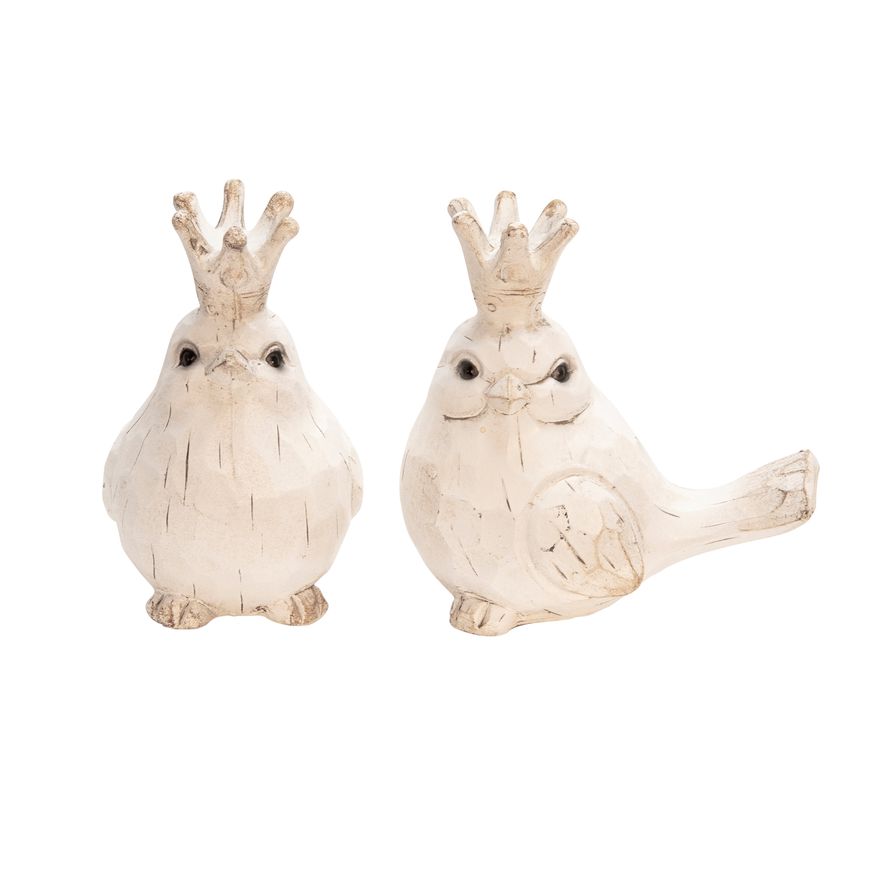 Sagebrook - Resin Birds With Crowns (Set Of 2)
