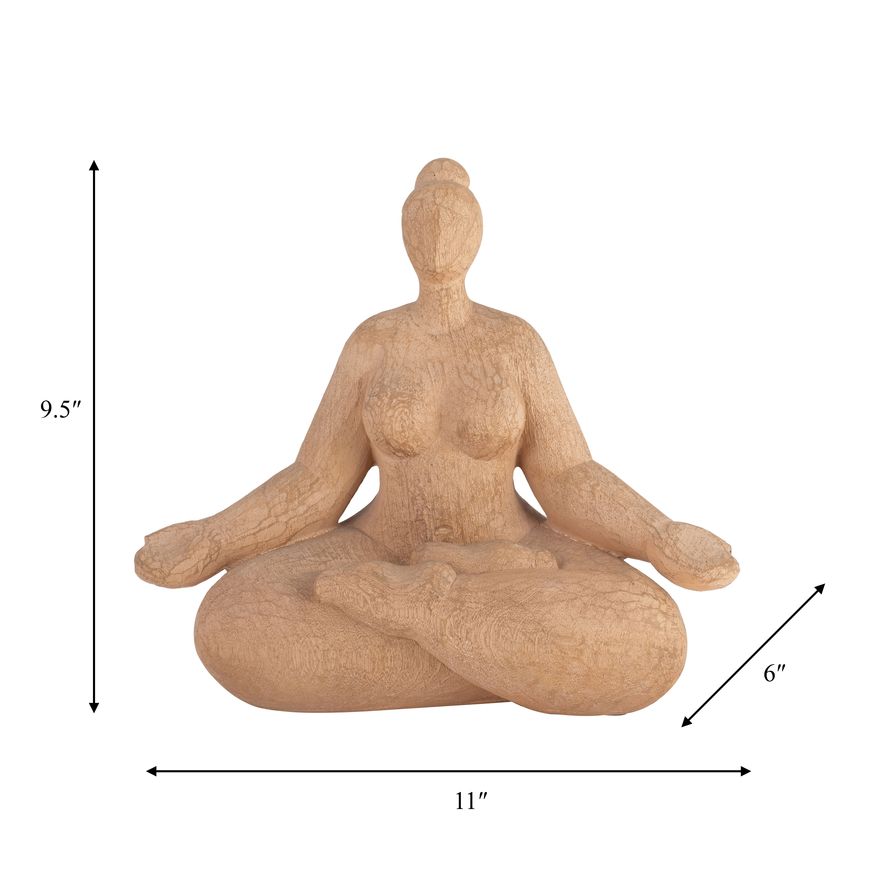 Sagebrook 11" Resin Sucasana Female Yoga Figurine - Brown