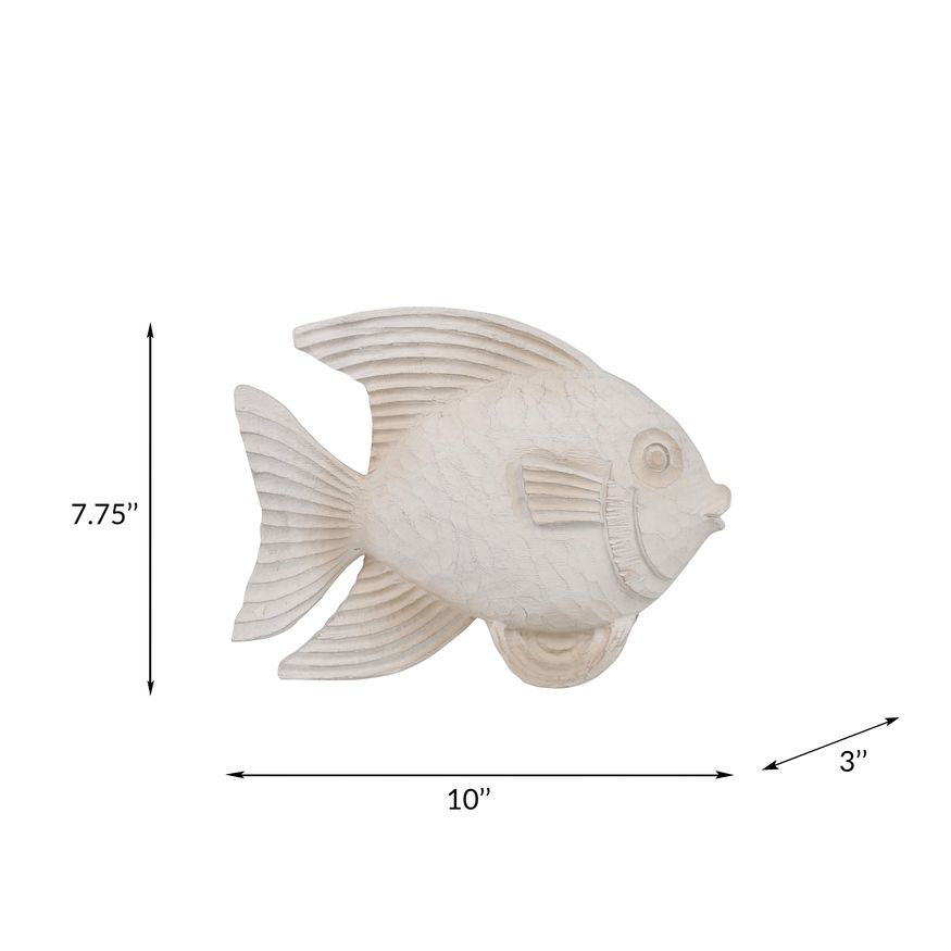 Sagebrook 10" Resin Fish Figurine - White Wash