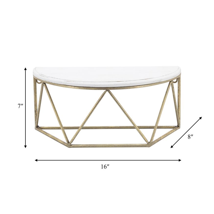 Sagebrook 16" Wood/Metal Demilune Wall Shelf - White