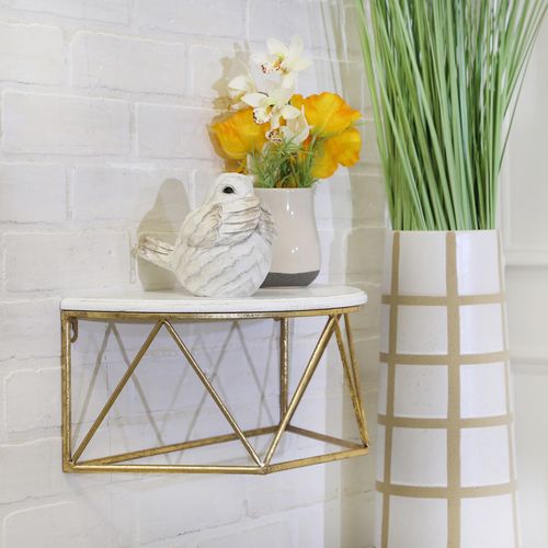 Sagebrook 16" Wood/Metal Demilune Wall Shelf - White