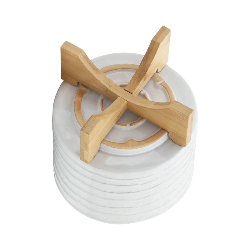 Sagebrook 8" Ceramic Planter On Stand - White Stripe