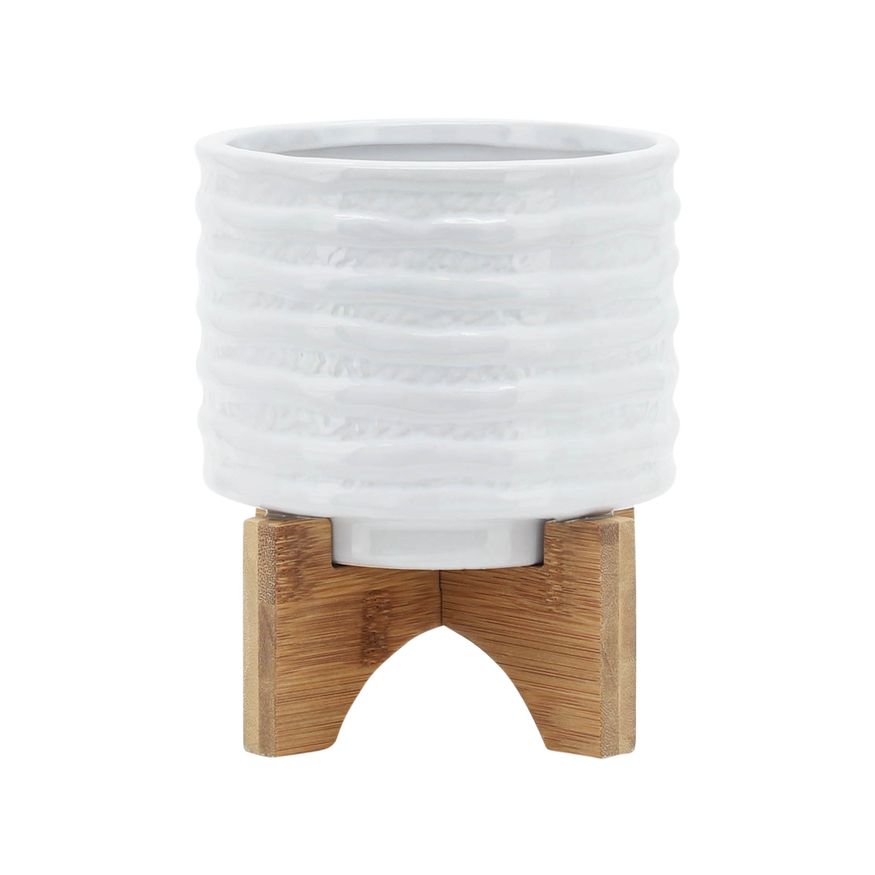 Sagebrook - 8" Ceramic Textured Planter With Stand