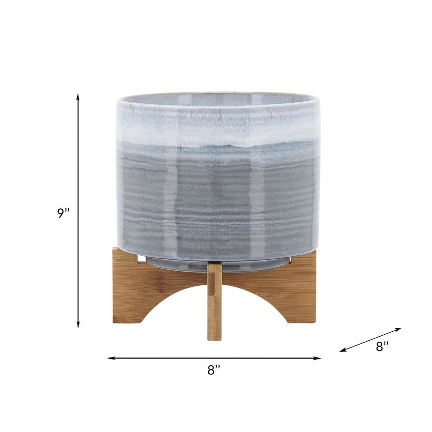 Sagebrook 8" Ceramic Planter On Stand - Blue Fade