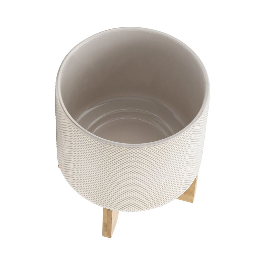 Sagebrook 8" Ceramic Planter On Stand - White/Tan