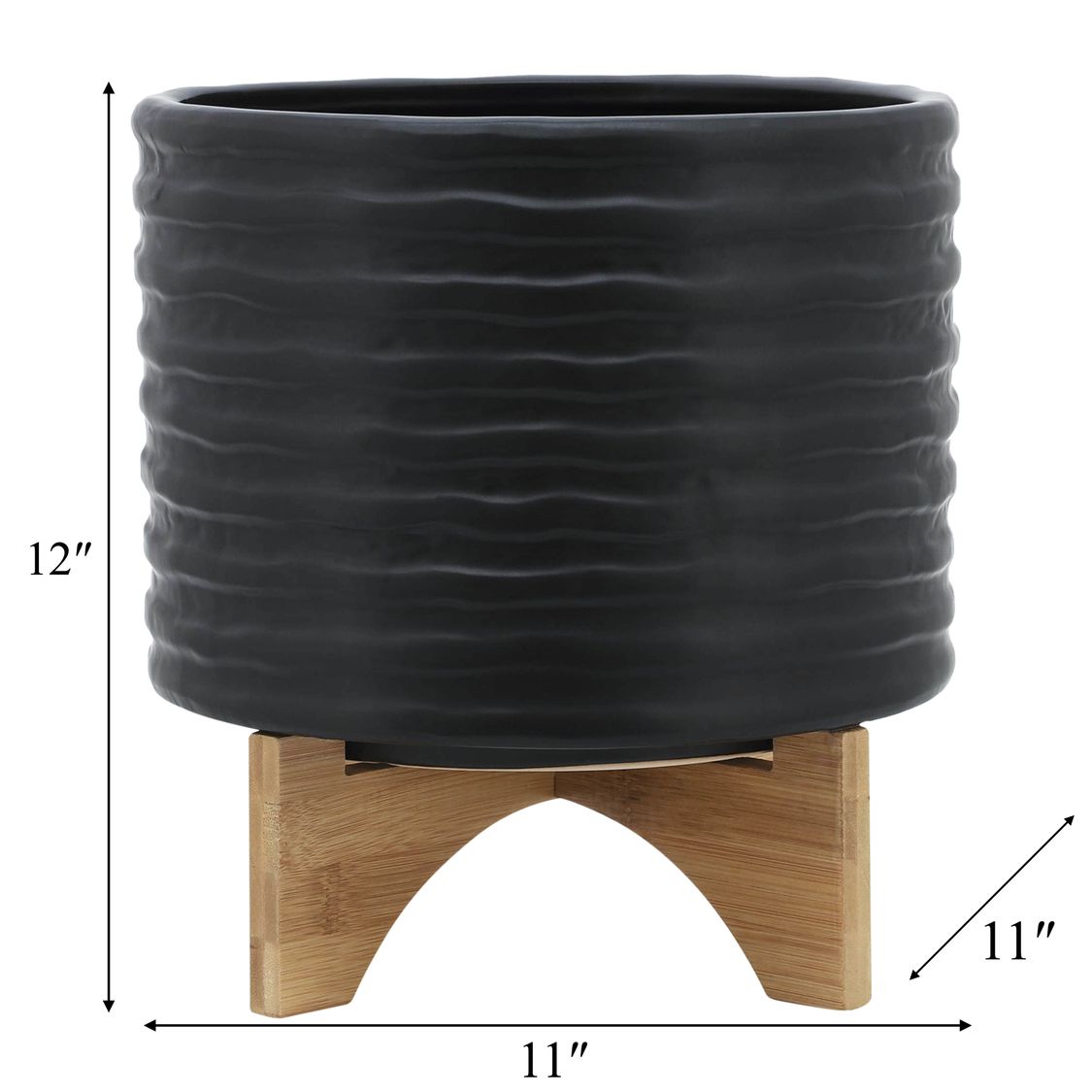 Sagebrook 10" Textured Planter With Stand - Black