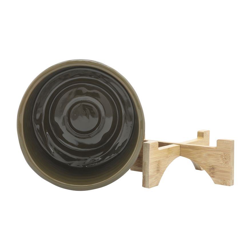 Sagebrook 8" Ceramic Textured Planter With Stand - Olive