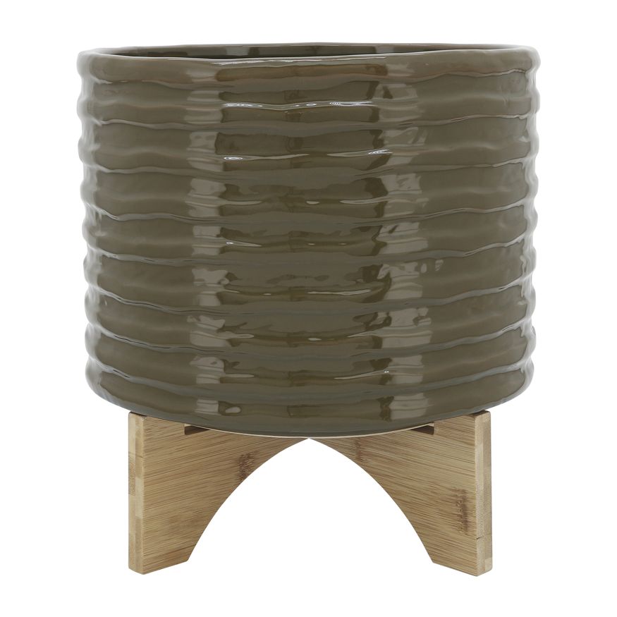 Sagebrook - 8" Ceramic Textured Planter With Stand
