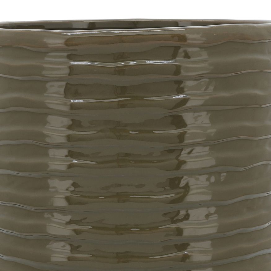 Sagebrook 11" Ceramic Textured Planter With Stand - Olive
