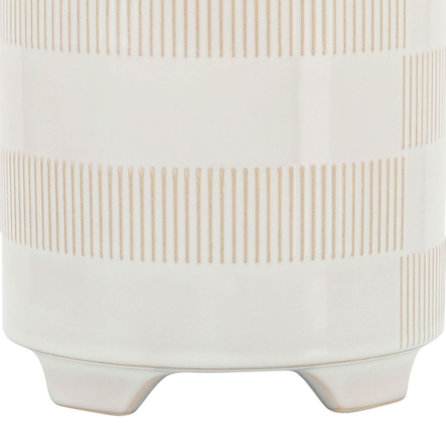 Sagebrook - 6"/8" Ceramic Textured Footed Planters (Set Of 2) in Beige