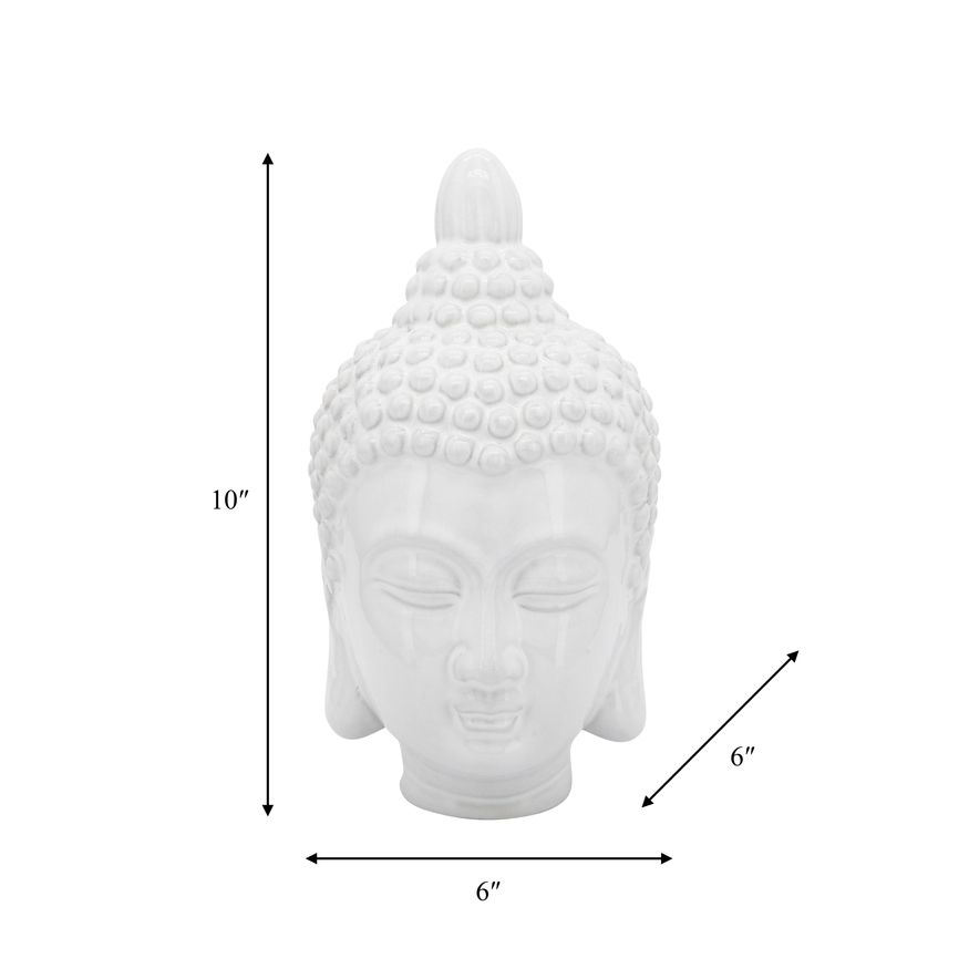 Sagebrook 10" Ceramic Buddha Head - White