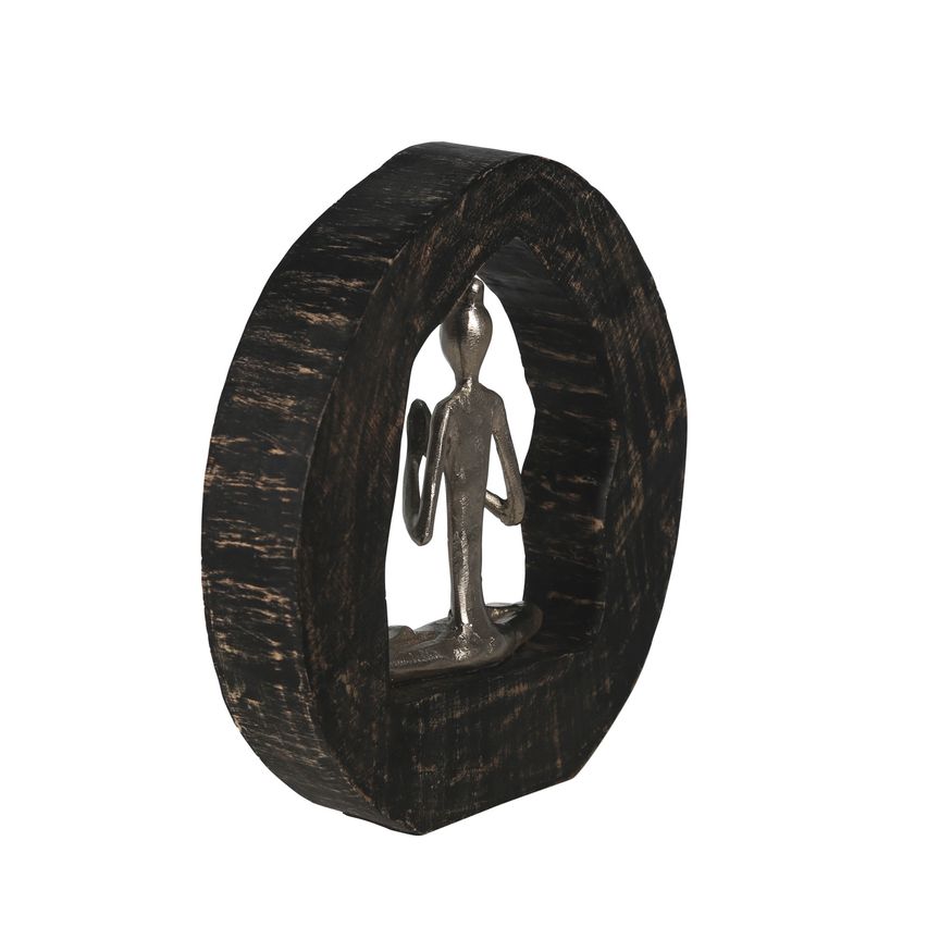 Sagebrook - 11" Aluminum Yoga Lady In Circle Log in Silver