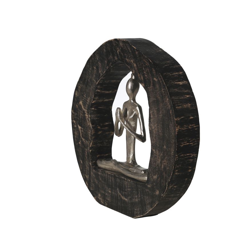 Sagebrook - 11" Aluminum Yoga Lady In Circle Log in Silver