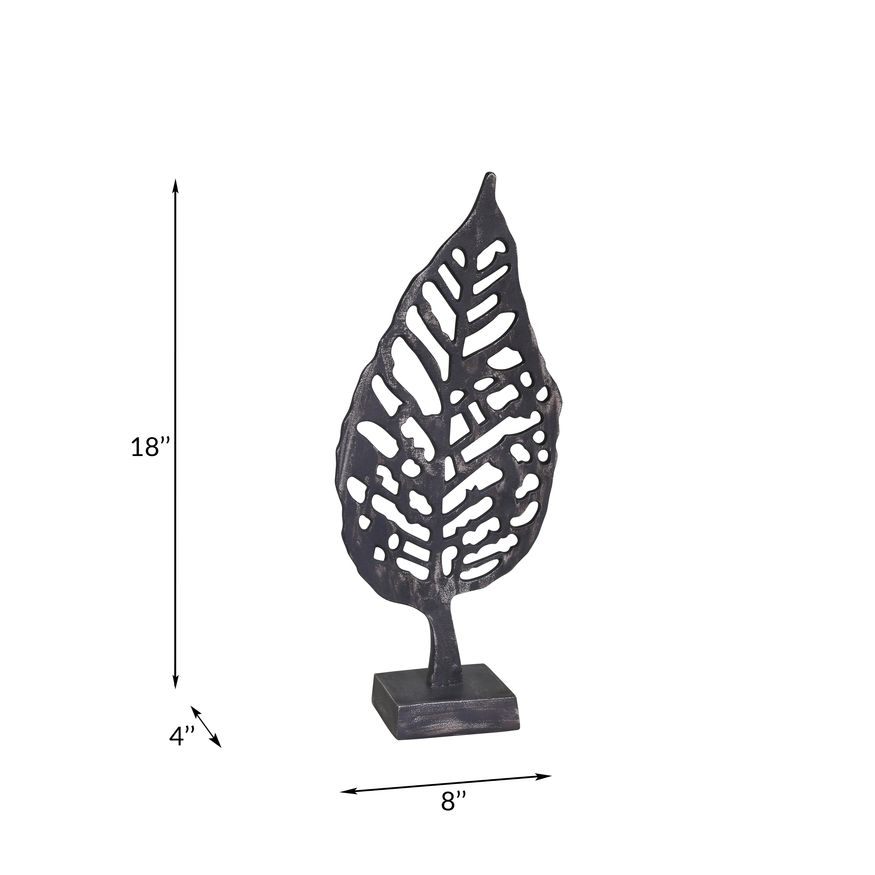 Sagebrook - 18" Aluminum Leaf On Stand in Black Antique
