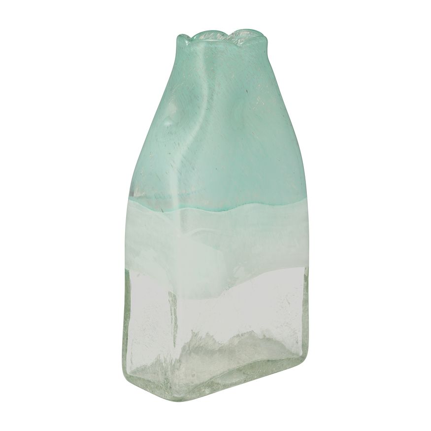 Sagebrook 13" Glass Bottle Vase - Aqua Haze