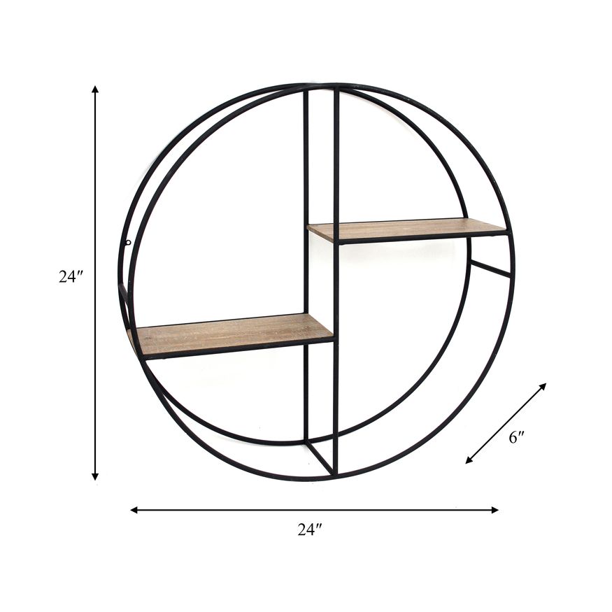 Sagebrook Metal/Wood Round Shelf - Black
