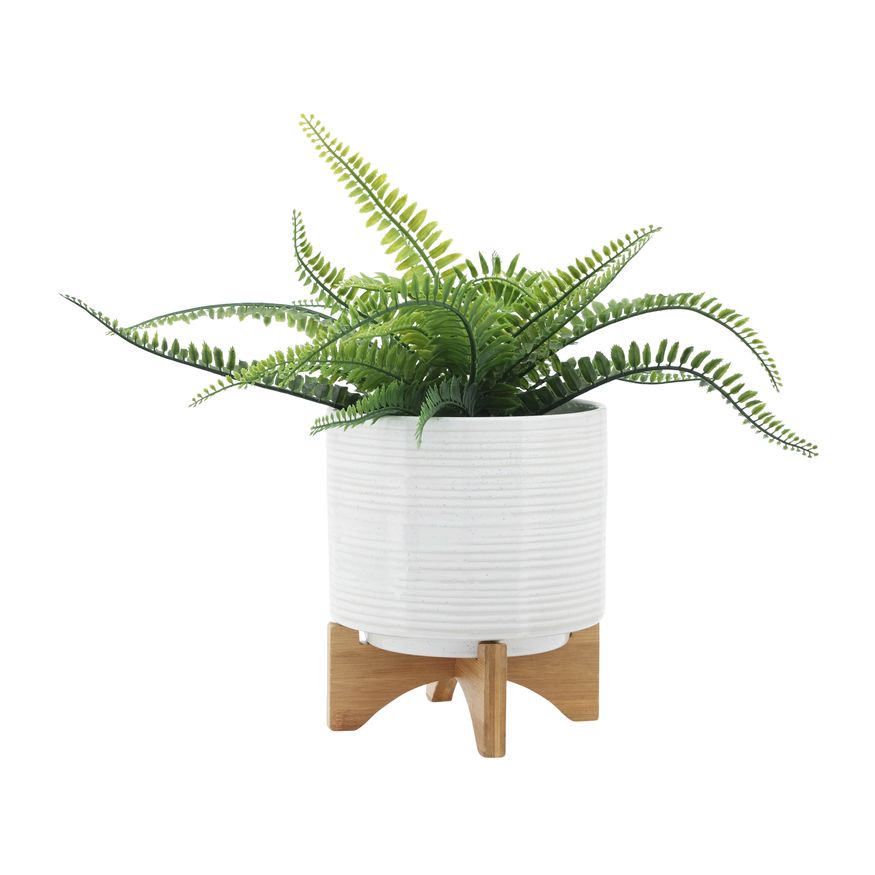 Sagebrook 5"/8" Ceramic Planters On Stand (Set Of 2) - Speckled White