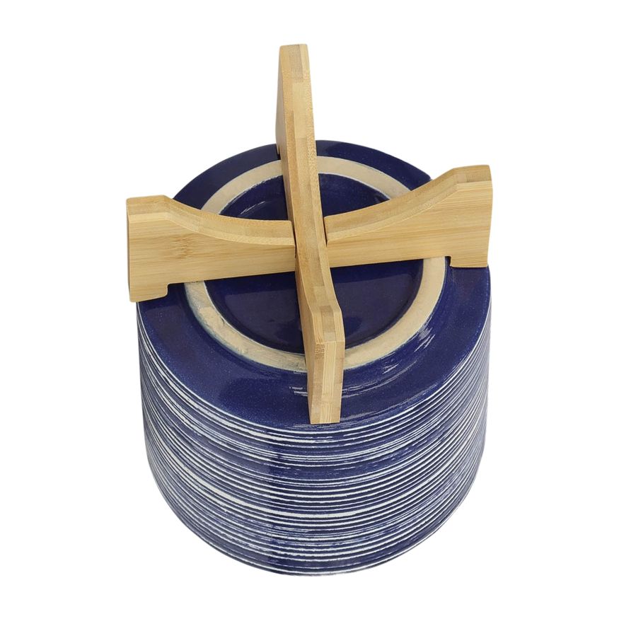 Sagebrook 5"/8" Ceramic Planters On Stand (Set Of 2) - Blue