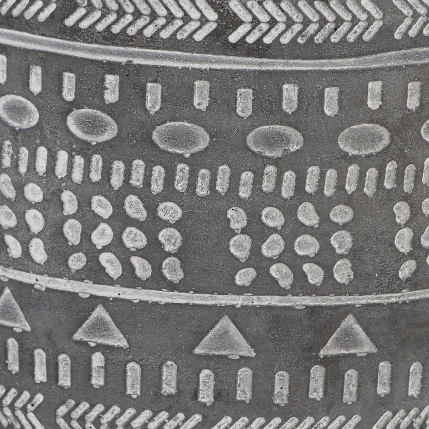 Sagebrook - 5" Tribal Pattern Planter With Saucer in Gray