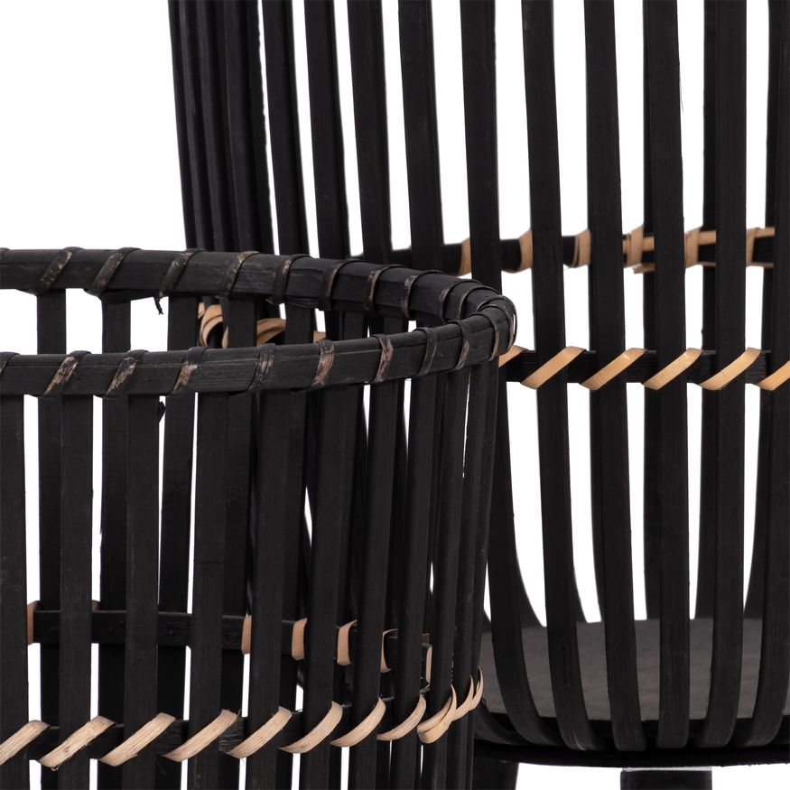 Sagebrook - 10"/12" Bamboo Footed Planters (Set Of 2) in Black
