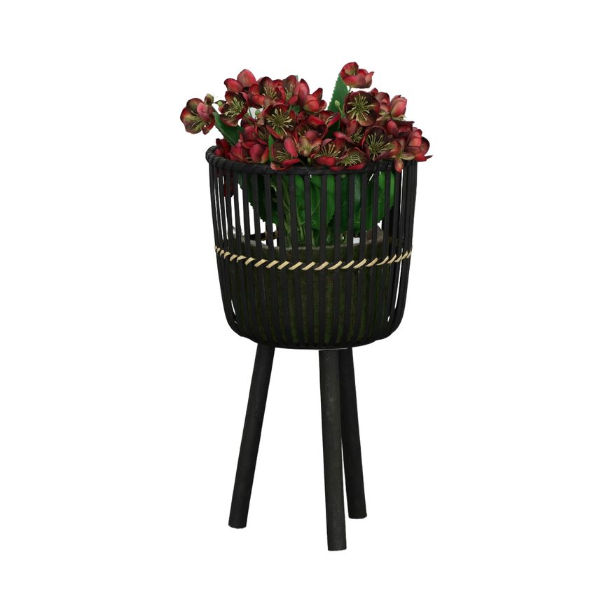 Sagebrook 11"/13"/15" Bamboo Footed Planters (Set Of 3) - Black