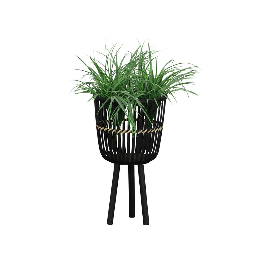 Sagebrook 11"/13"/15" Bamboo Footed Planters (Set Of 3) - Black