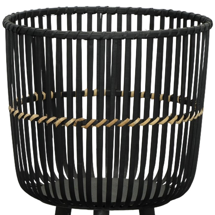 Sagebrook 11"/13"/15" Bamboo Footed Planters (Set Of 3) - Black