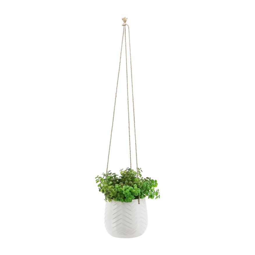 Sagebrook 6" Chevron Hanging Planter - White