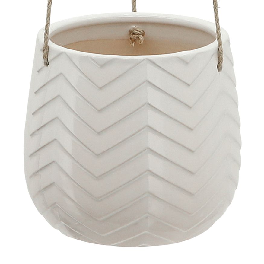 Sagebrook 6" Chevron Hanging Planter - White