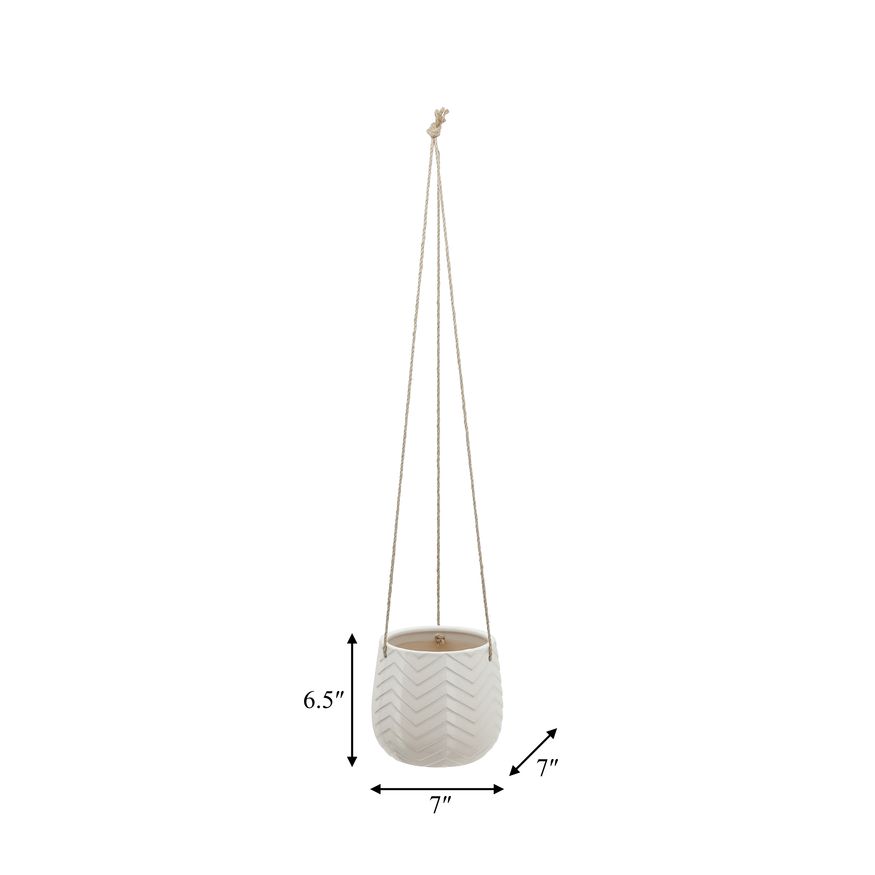 Sagebrook 6" Chevron Hanging Planter - White