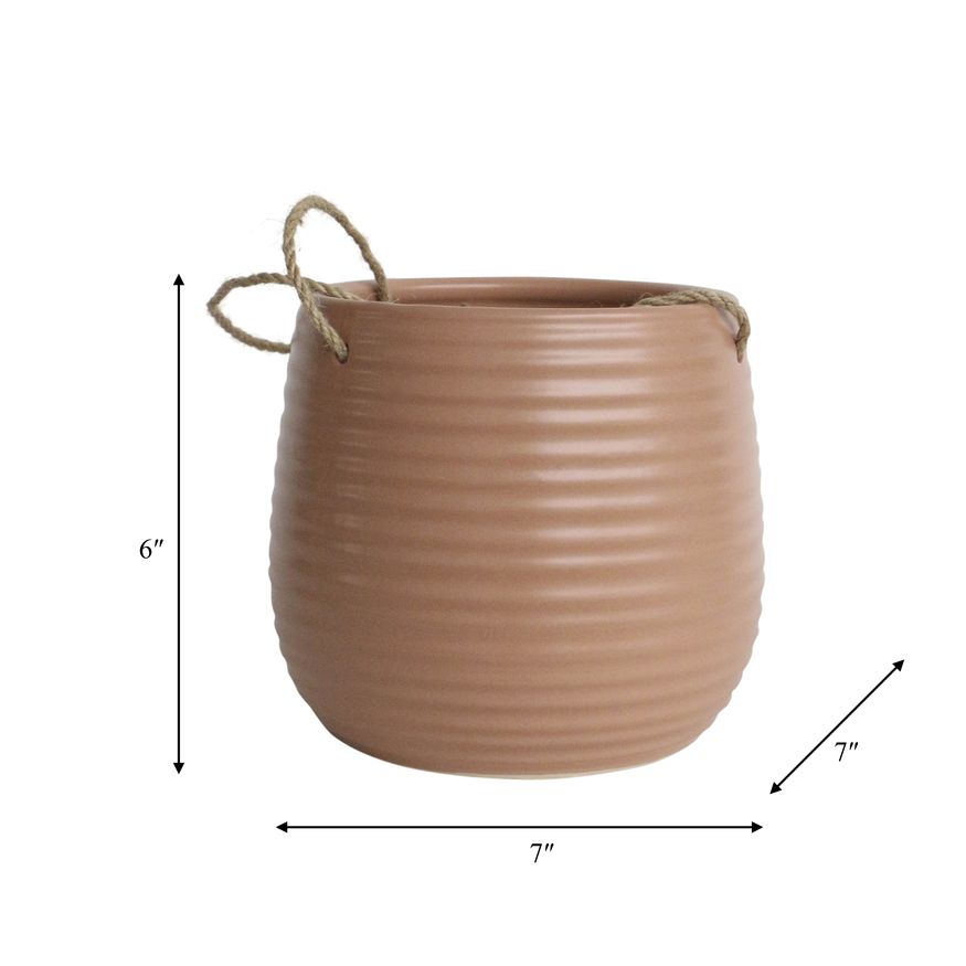 Sagebrook 6" Ceramic Hanging Planter - Dark Rose