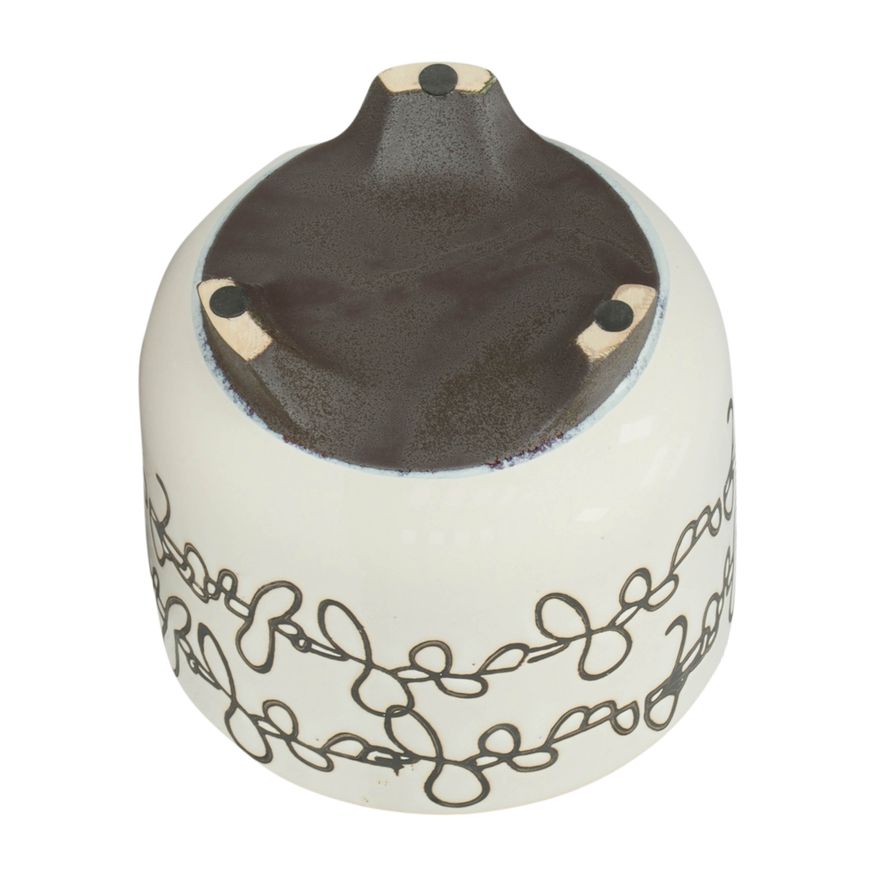 Sagebrook 6"/8" Ceramic Scribble Footed Planters (Set Of 2) - Beige