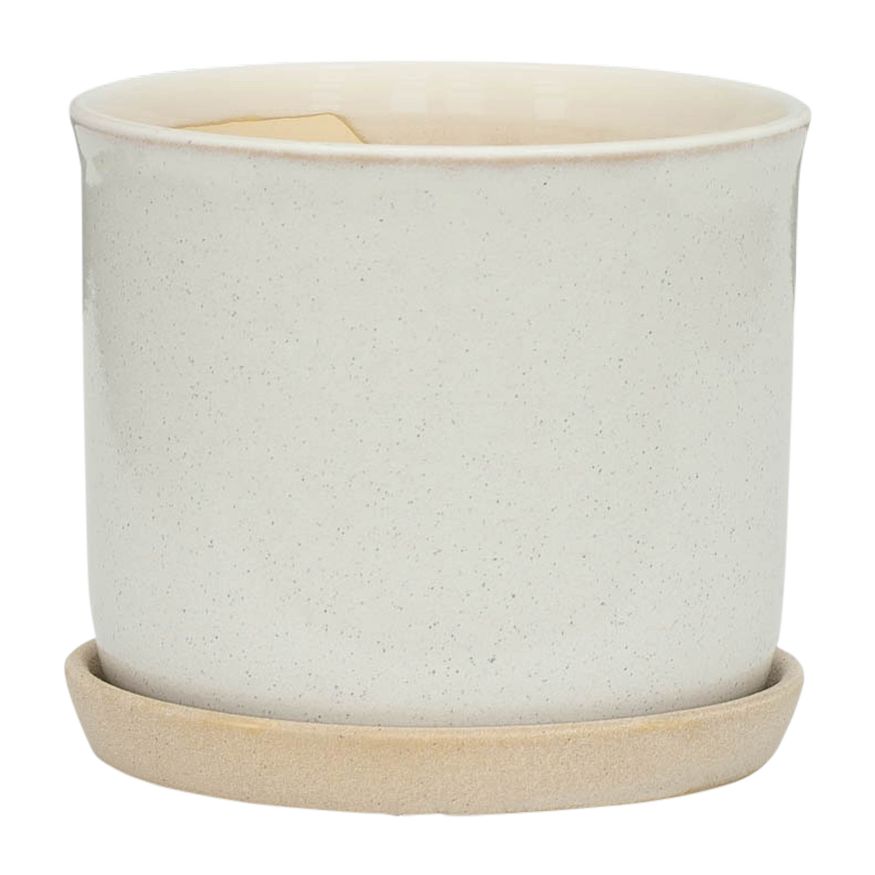 Sagebrook - 6"/8" Ceramic Planters With Saucer (Set Of 2) in Beige