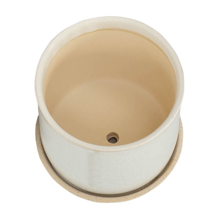 Sagebrook - 6"/8" Ceramic Planters With Saucer (Set Of 2) in Beige