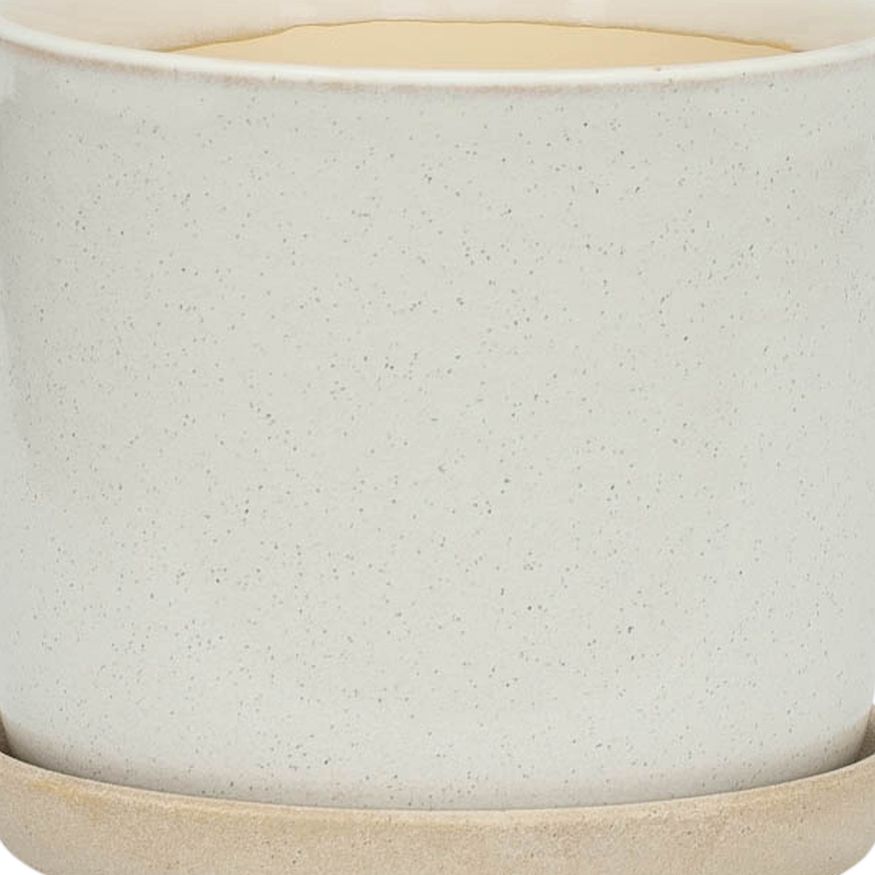 Sagebrook - 6"/8" Ceramic Planters With Saucer (Set Of 2) in Beige