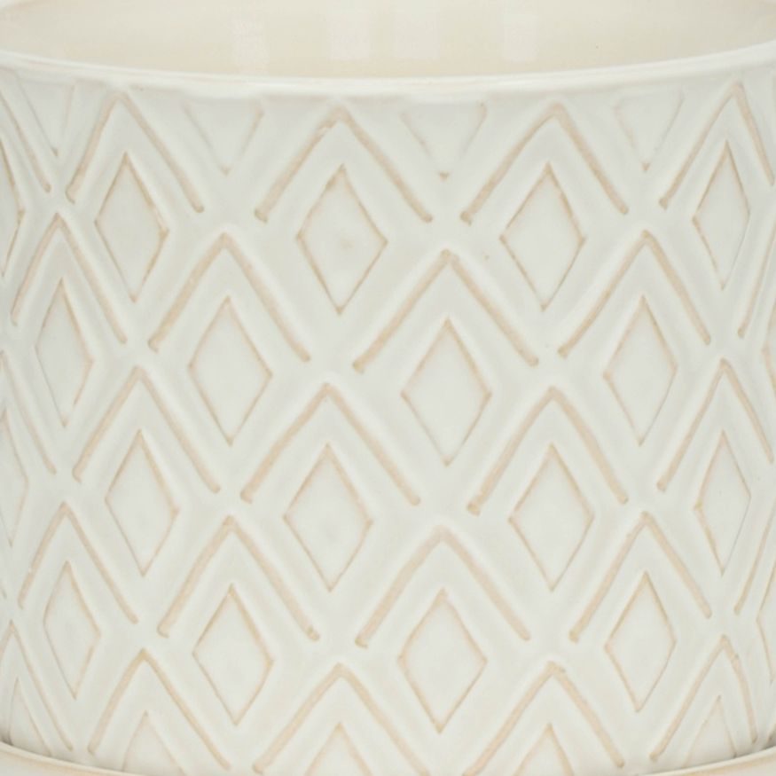 Sagebrook - 6"/8" Diamond Planters With Saucer (Set Of 2) in Beige