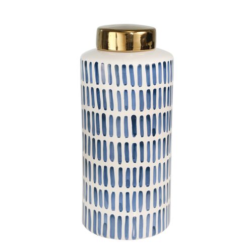 Sagebrook - 9" Ceramic Jar With Gold Lid