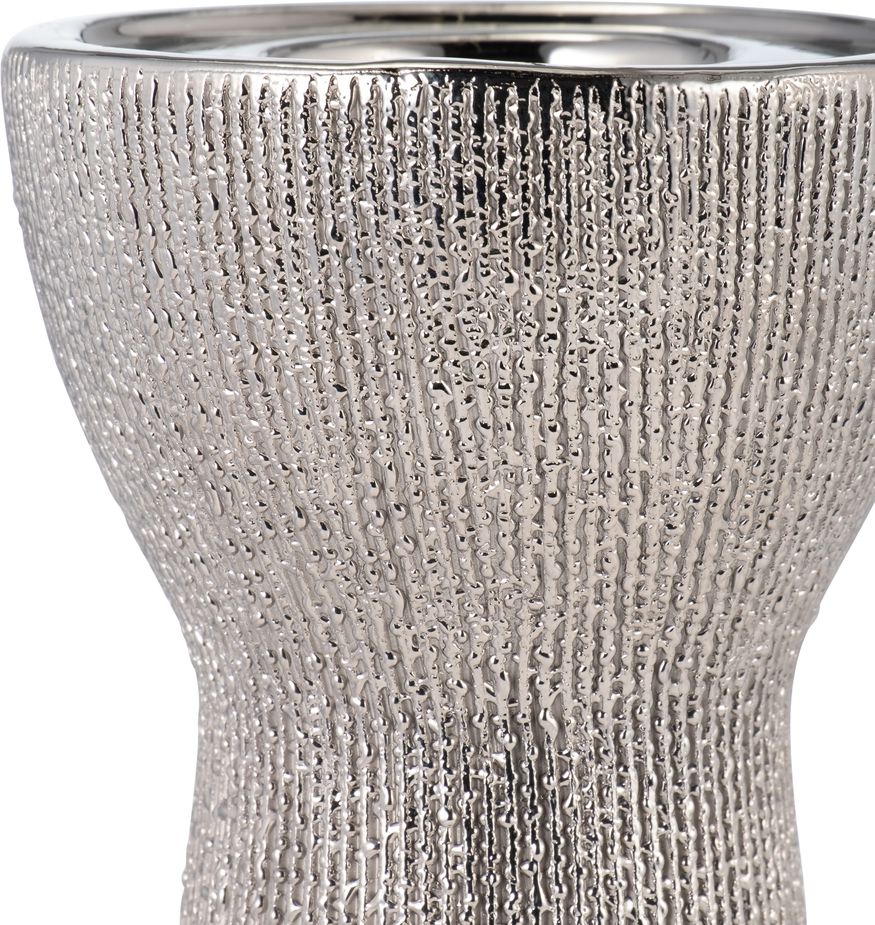 Sagebrook 12" Ceramic Bead Candle Holder - Silver