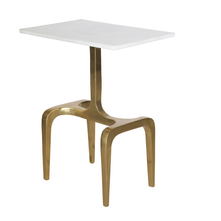 Sagebrook Metal 4-Legged Accent Table - White Marble