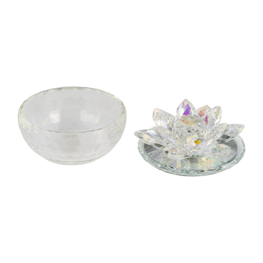 Sagebrook - 5" Crystal Lotus Trinket Jar
