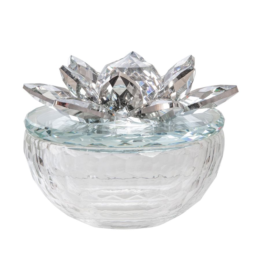 Sagebrook - 5" Crystal Lotus Trinket Jar