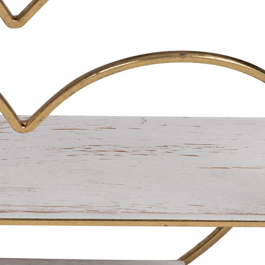 Sagebrook Metal/Wood 2 Tier Heart Wall Shelf - White/Gold