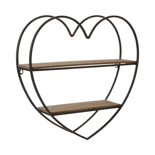 Sagebrook - Metal/Wood 2 Tier Heart Wall Shelf