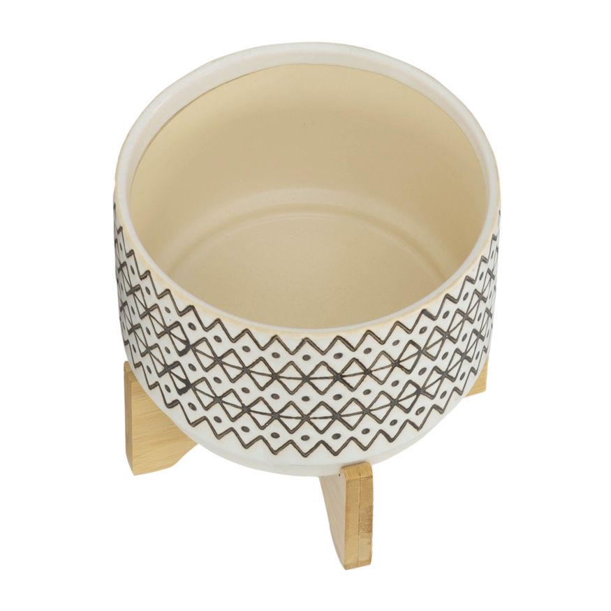 Sagebrook 7" Ceramic Abstract Planter On Stand - Ivory
