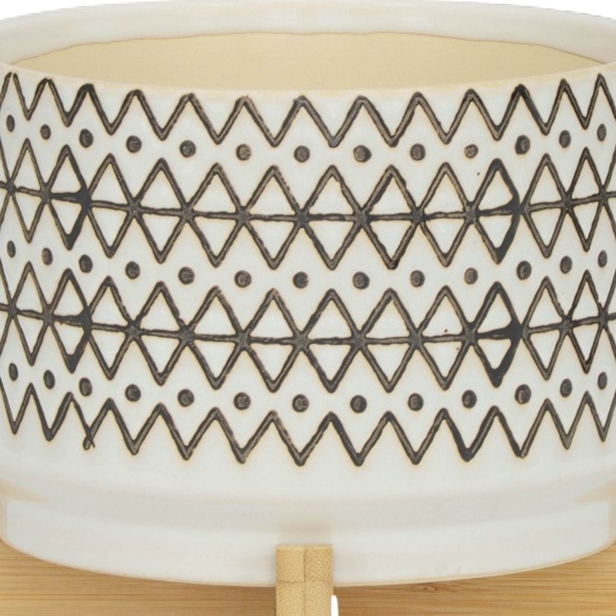 Sagebrook 7" Ceramic Abstract Planter On Stand - Ivory