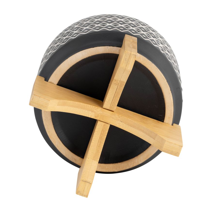 Sagebrook 7" Abstract Planter On Stand - Black