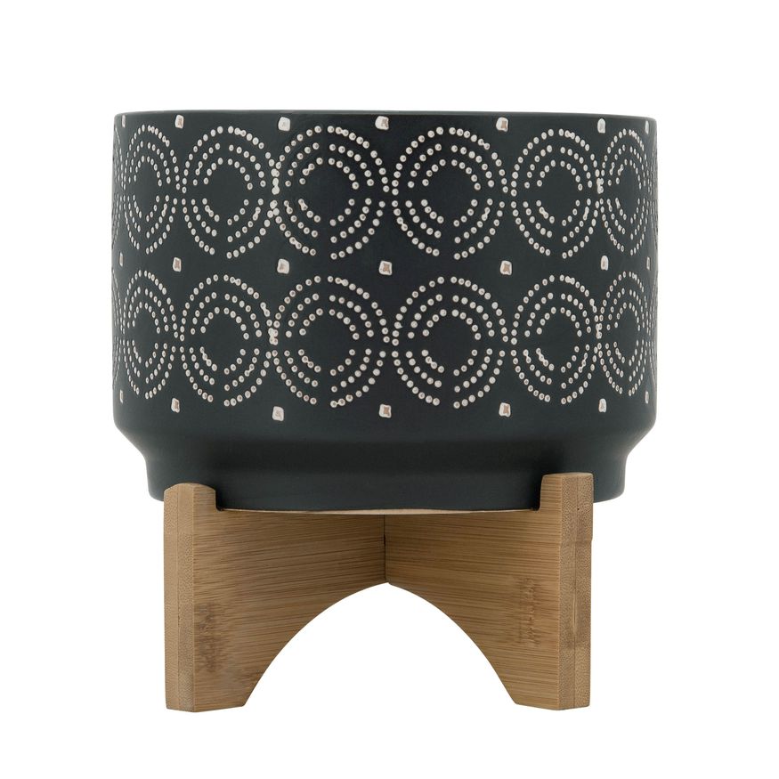 Sagebrook 7" Swirl Planter On Stand - Black