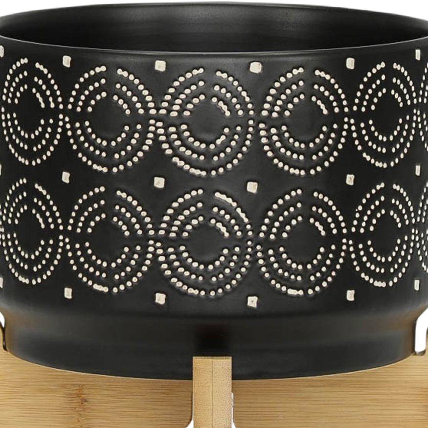 Sagebrook 7" Swirl Planter On Stand - Black
